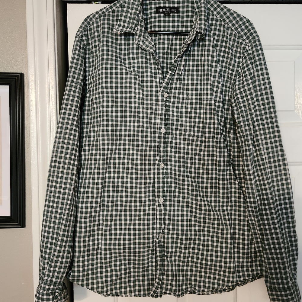 JCrew Factory Green Checkered Button-Up Shirt